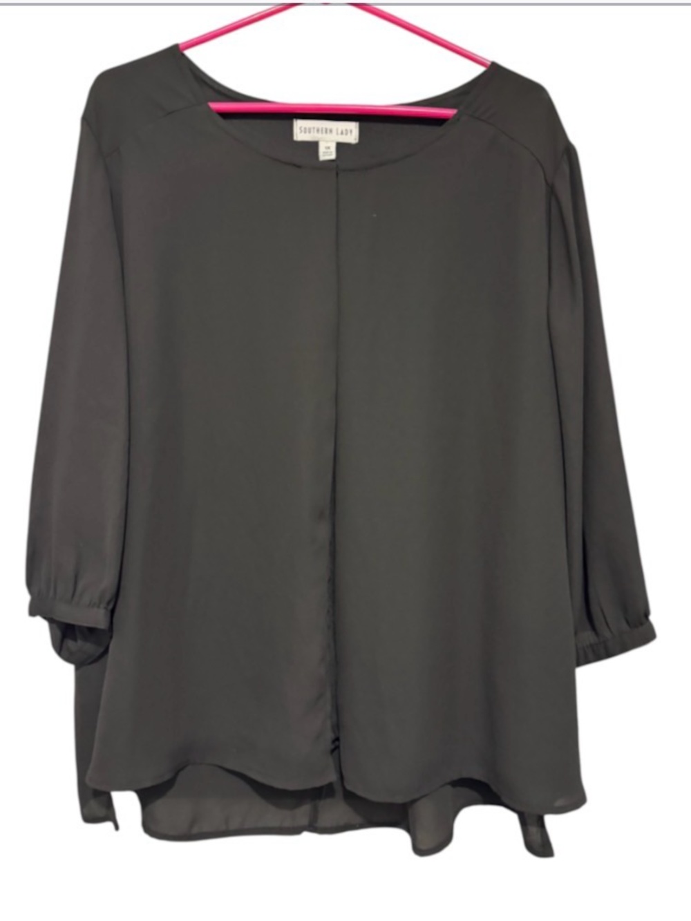 Southern Lady Black Flowing 3/4 Sleeve Blouse